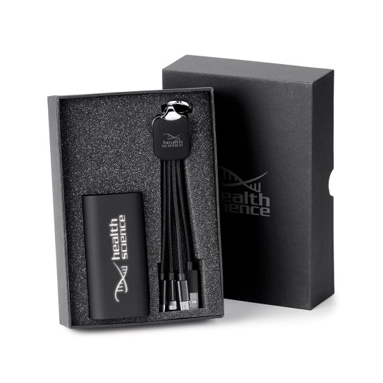 Ensemble de banque de puissance OPHELIA 4400 mah et fils 4/1 avec logo lumineux