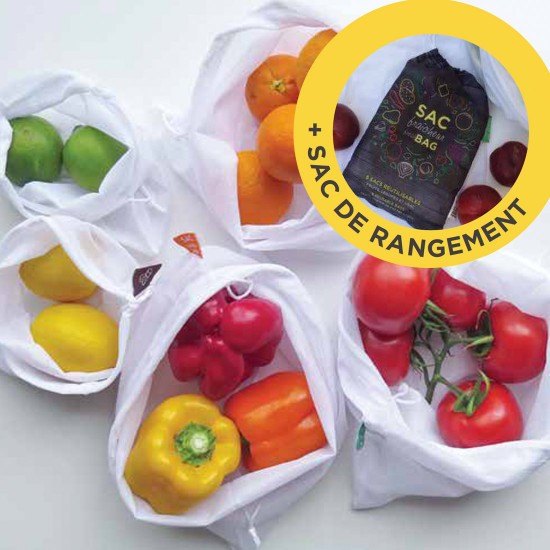 Ensemble de 5 sacs réutilisables pour fruits et légumes